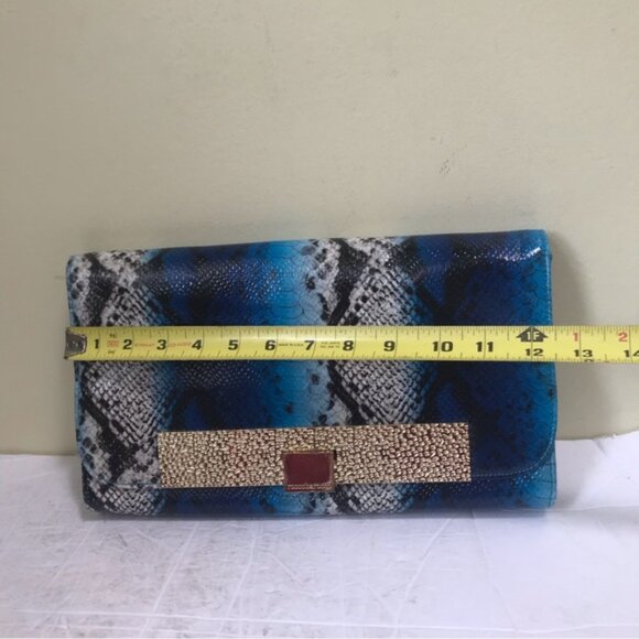 Roccobarocco NEW Clutch Bag Animal Snake Print Large Shoulder Purse Logo Vegan - Picture 14 of 16